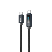 Dudao L7C USB-C – USB-C 100 W laidas su LED ekranu 1 m – juodas