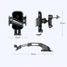 Car holder Baseus 'Light Electric' 15W / wireless charging and automatic locking (non-magnetic / adhesive)