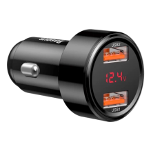 Automobilinis įkroviklis Baseus &quot;Magic Series&quot; juodas 45W (2xQC3.0 / WITH LED VOLTMETER)