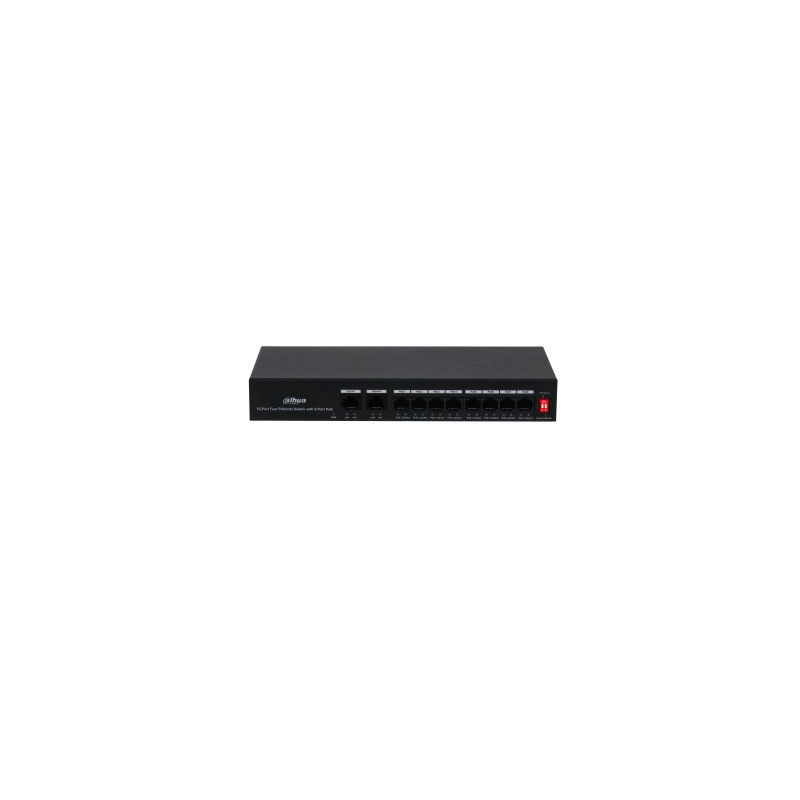 Dahua Technology PoE DH-PFS3010-8ET-65 tinklo jungiklis Fast Ethernet (10/100) Maitinimas per Ethernet (PoE) Juoda