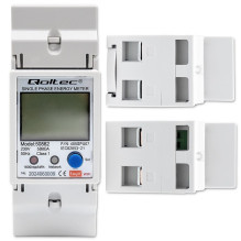 Qoltec 50882 Single phase electronic energy consumption meter for DIN rail , Wi-Fi , TUYA , 230V , LCD