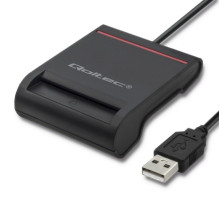 Magnetic card reader - Qoltec USB, black