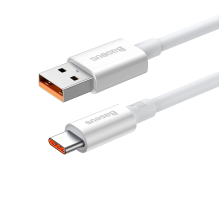 „Baseus Superior“ serijos greito įkrovimo kabelis USB-A – USB-C 100 W 480 Mbps 2 m baltas