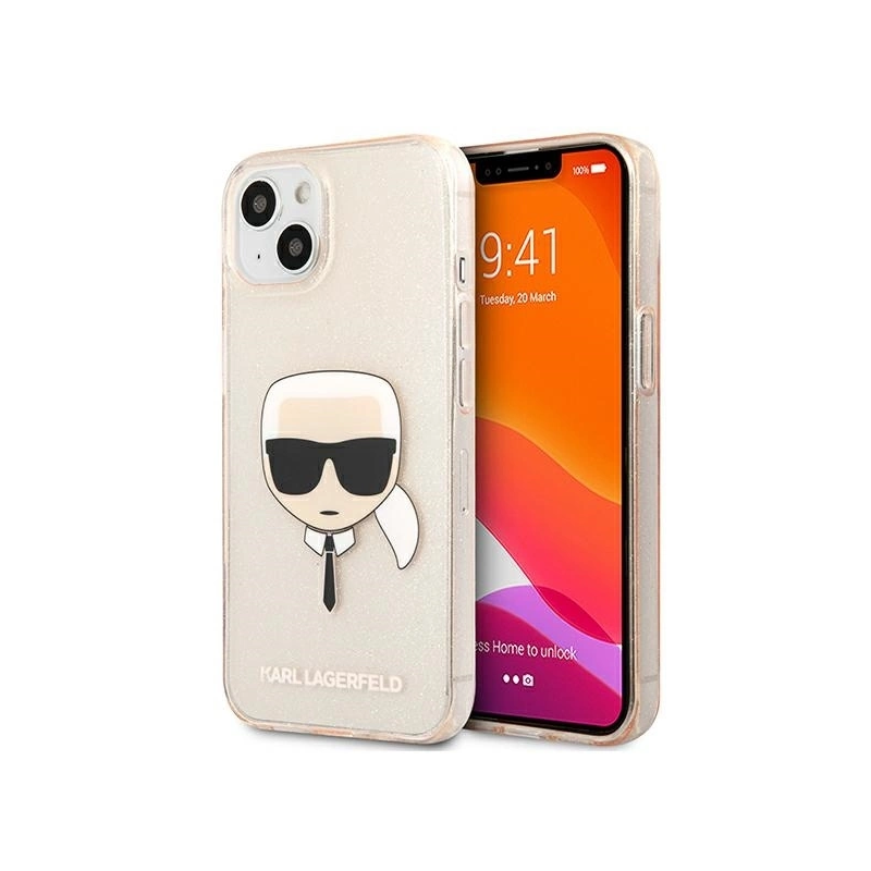 Karl Lagerfeld KLHCP13MKHTUGLGO iPhone 13 6,1&quot; złoty / gold hardcase Glitter Karl`s Head