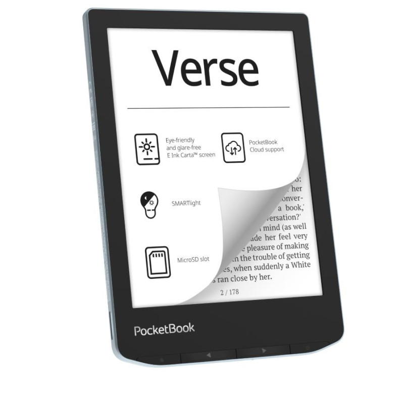 E-Reader, POCKETBOOK, Verse, 6&quot;, 1024x758, 1xUSB-C, Micro SD, belaidis LAN, mėlynas, PB629-2-WW