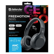 HEADPHONES DEFENDER BLUETOOTH FREEMOTION B695 ANC BALCK