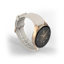 Hama 8900 GPS AMOLED Smartwatch 1.32&quot; with Beige Silicone Strap - Gold