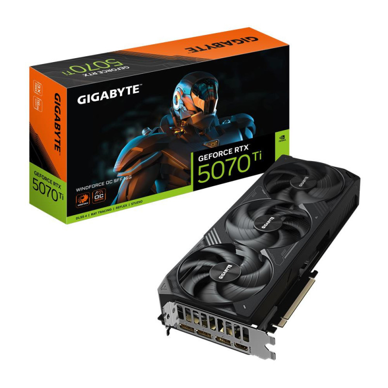 Graphics Card, GIGABYTE, NVIDIA GeForce RTX 5070 Ti, 16 GB, GDDR7, 256 bit, PCIE 5.0 16x, Triple slot Fansink, 1xHDMI, 3