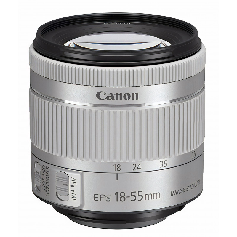 Canon EF-S 18-55mm f/ 4-5.6 IS STM (Silver) - In a white box (white box)