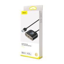 „Baseus Square round 4 in 1“ USB koncentratoriaus adapteris (USB3.0 Į USB3.0 * 1 + USB2.0 * 3) 1 m juodas (CAHUB-AY01)