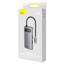 „Baseus Metal Gleam“ serijos HUB 4 viename C tipo USB – 3 x USB 3.2 Gen. 1 / RJ45 (WKWG070113)