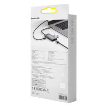 „Baseus Metal Gleam“ serijos HUB 4 viename C tipo USB – 3 x USB 3.2 Gen. 1 / RJ45 (WKWG070113)