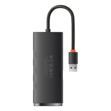 „Baseus Lite“ serijos HUB 4 prievadų (USB-A iki 4xUSB-A 3.0) 0,25 m juodas (WKQX030001)