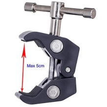 Clamping bracket for mounting accessories with 1 / 4 and 3 / 8 inch screw