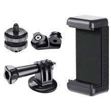 Phone / Sports Camera Holder with Adapter - Black