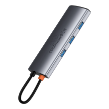 HUB 7in1 Baseus Metal Gleam Series USB-C į USB-C PD / 3x USB-A / HDMI / SD TF - pilka