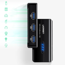 Ugreen 20265 USB-A / RJ45 1000 Mbps HUB 3x USB 3.0 tinklo adapteris - juodas