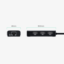 Ugreen 20264 RJ45 / USB-A 10 / 100Mbps HUB network adapter 3x USB-A 2.0 - black