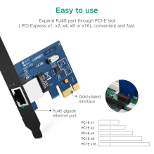 Ugreen US230 Gigabit 10/100/1000Mbps PCI-E tinklo plokštė – juoda