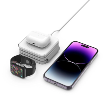 Tech-Protect QI15W-A24 MagSafe 3in1 indukcinis įkroviklis išmaniajam telefonui / AirPods / Apple Watch - baltas