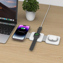 Tech-Protect QI15W-A24 MagSafe 3in1 indukcinis įkroviklis išmaniajam telefonui / AirPods / Apple Watch - baltas