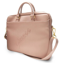 Guess Saffiano Script 16&quot; Laptop Bag - Pink