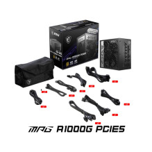 Power Supply, MSI, 1000 Watts, Efficiency 80 PLUS GOLD, PFC Active, MPGA1000GPCIE5