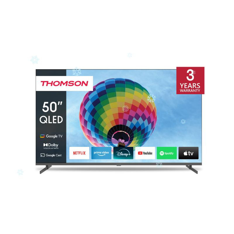 TV Set, THOMSON, 50&quot;, 4K / Smart, QLED, 3840x2160, Wireless LAN, Bluetooth, Google TV, Black, 50QG4S14