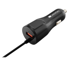 CANYON car charger C-033 2.4A / USB-A built-in Lightning Black