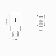 „Baseus“ kompaktiškas įkroviklis 3x USB 17W juodas (CCXJ020101)