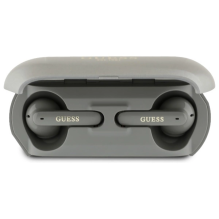 Guess Elongated Metalic Printed Logo Bluetooth TWS Headphones + Docking Station - Gray