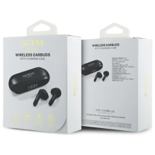 Guess Elongated Metallic Printed Logo Bluetooth TWS Headphones + Docking Station - Black