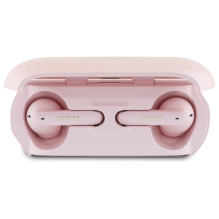 Guess Elongated Metalic Printed Logo Bluetooth TWS Headphones + Docking Station - Pink