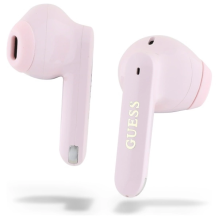 Guess Elongated Metalic Printed Logo Bluetooth TWS Headphones + Docking Station - Pink