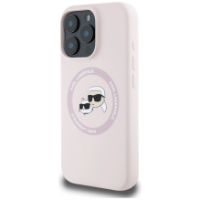 Karl Lagerfeld Silicone Double Heads And Circle MagSafe Case for iPhone 16 Pro Pink