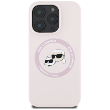 Karl Lagerfeld Silicone Double Heads And Circle MagSafe Case for iPhone 16 Pro Pink