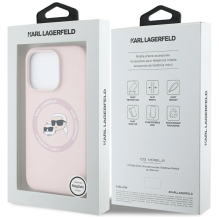 Karl Lagerfeld Silicone Double Heads And Circle MagSafe Case for iPhone 16 Pro Pink