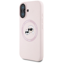 Karl Lagerfeld Silicone Double Heads And Circle MagSafe Case for iPhone 16 Pink