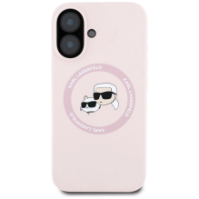 Karl Lagerfeld Silicone Double Heads And Circle MagSafe Case for iPhone 16 Pink