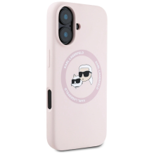 Karl Lagerfeld Silicone Double Heads And Circle MagSafe Case for iPhone 16 Pink