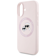 Karl Lagerfeld Silicone Double Heads And Circle MagSafe Case for iPhone 16 Pink