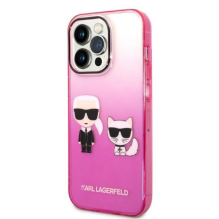 Karl Lagerfeld Gradient Ikonik Karl &amp; Choupette iPhone 14 Pro 6.1&quot; Case - Pink