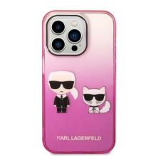 Karl Lagerfeld Gradient Ikonik Karl &amp; Choupette iPhone 14 Pro 6.1&quot; Case - Pink