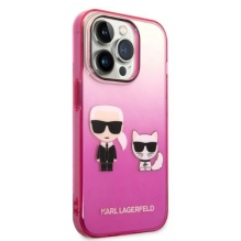 Karl Lagerfeld Gradient Ikonik Karl &amp; Choupette iPhone 14 Pro 6.1&quot; Case - Pink