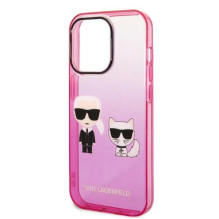 Karl Lagerfeld Gradient Ikonik Karl &amp; Choupette iPhone 14 Pro 6.1&quot; Case - Pink