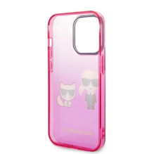 Karl Lagerfeld Gradient Ikonik Karl &amp; Choupette iPhone 14 Pro 6.1&quot; Case - Pink