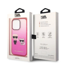 Karl Lagerfeld Gradient Ikonik Karl &amp; Choupette iPhone 14 Pro 6.1&quot; Case - Pink