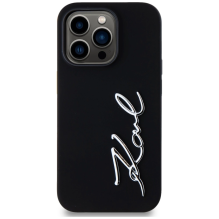 Karl Lagerfeld Silicone Metal Script Logo Case for iPhone 14 Pro Black