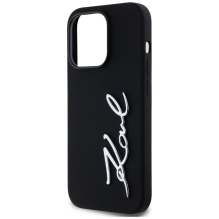 Karl Lagerfeld Silicone Metal Script Logo Case for iPhone 14 Pro Black