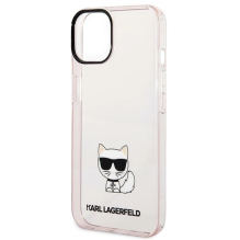 Karl Lagerfeld Transparent Choupette Body Case for iPhone 14 Plus / 15 Plus 6.7&quot; - Pink